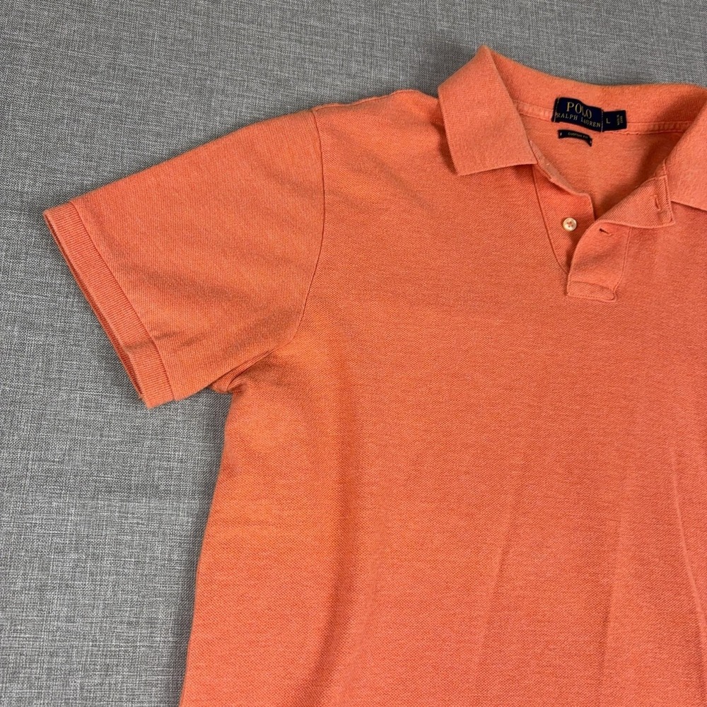 Vintage Ralph Lauren Polo Shirt Mens Large Orange Cotton Short Sleeve - Picture 3 of 16